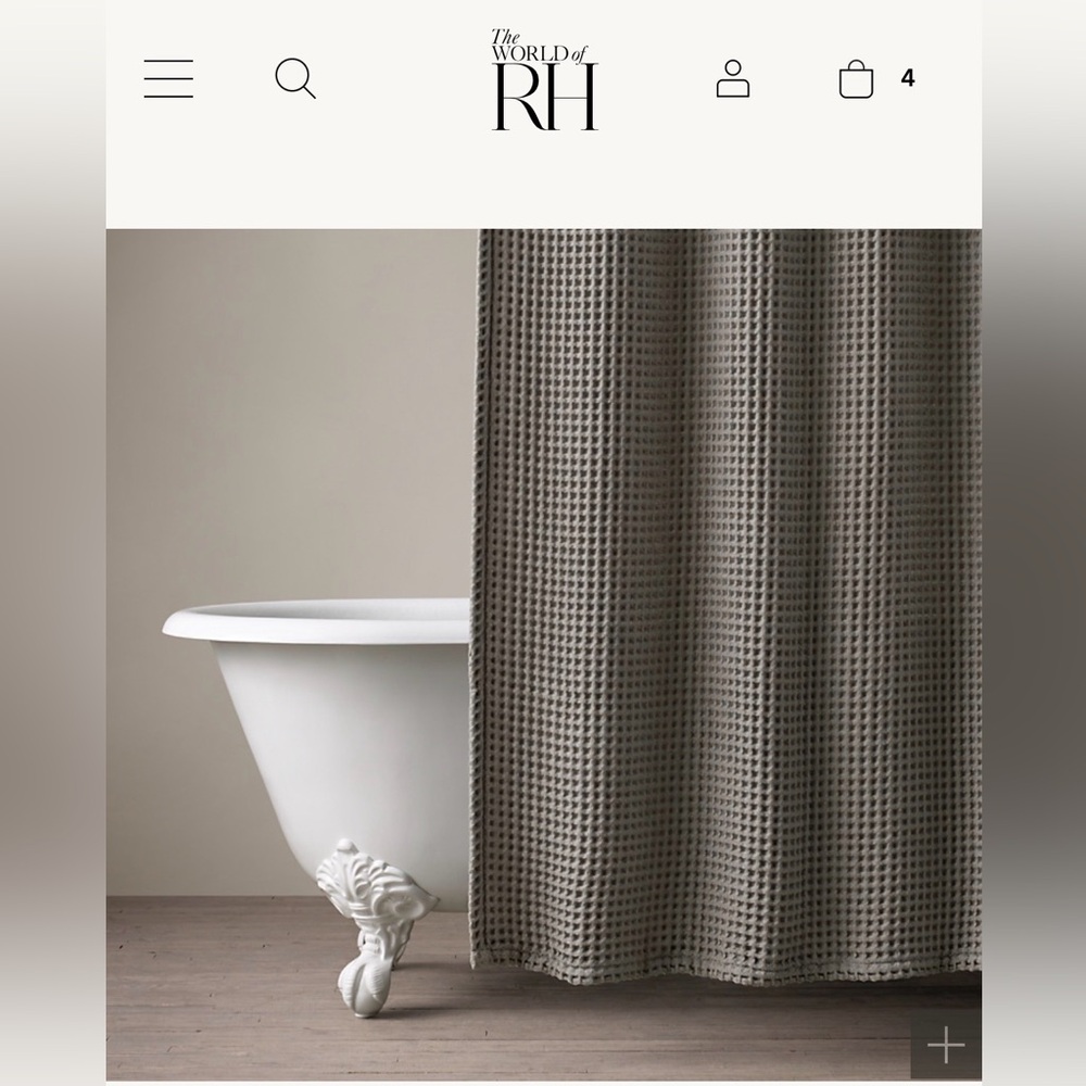 RESTORATION HARDWARE Loomed Waffle Weave Cotton Shower Curtain 72x72